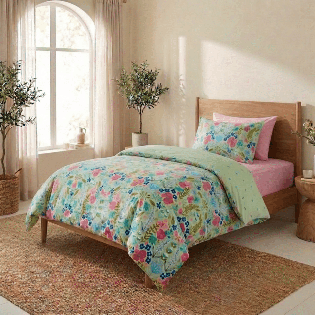 Parure de lit Percale de Coton Playfull - KATE MERRITT Vert 140 x 200 cm