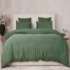 Parure de lit Gaze de Coton Lavé Vert Cèdre 220 x 240 cm
