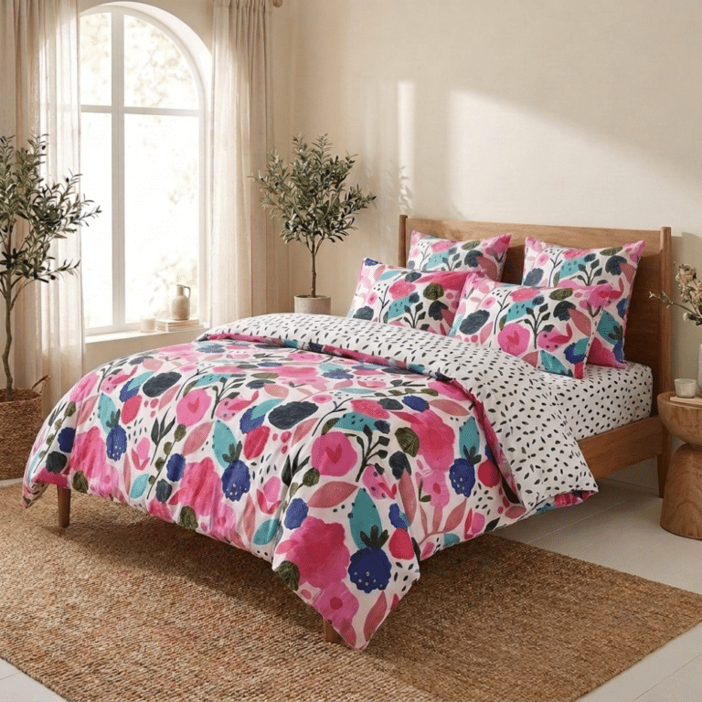 Parure de lit Percale de Coton Floral Collage - KATE MERRITT Blanc 220 x 240 cm