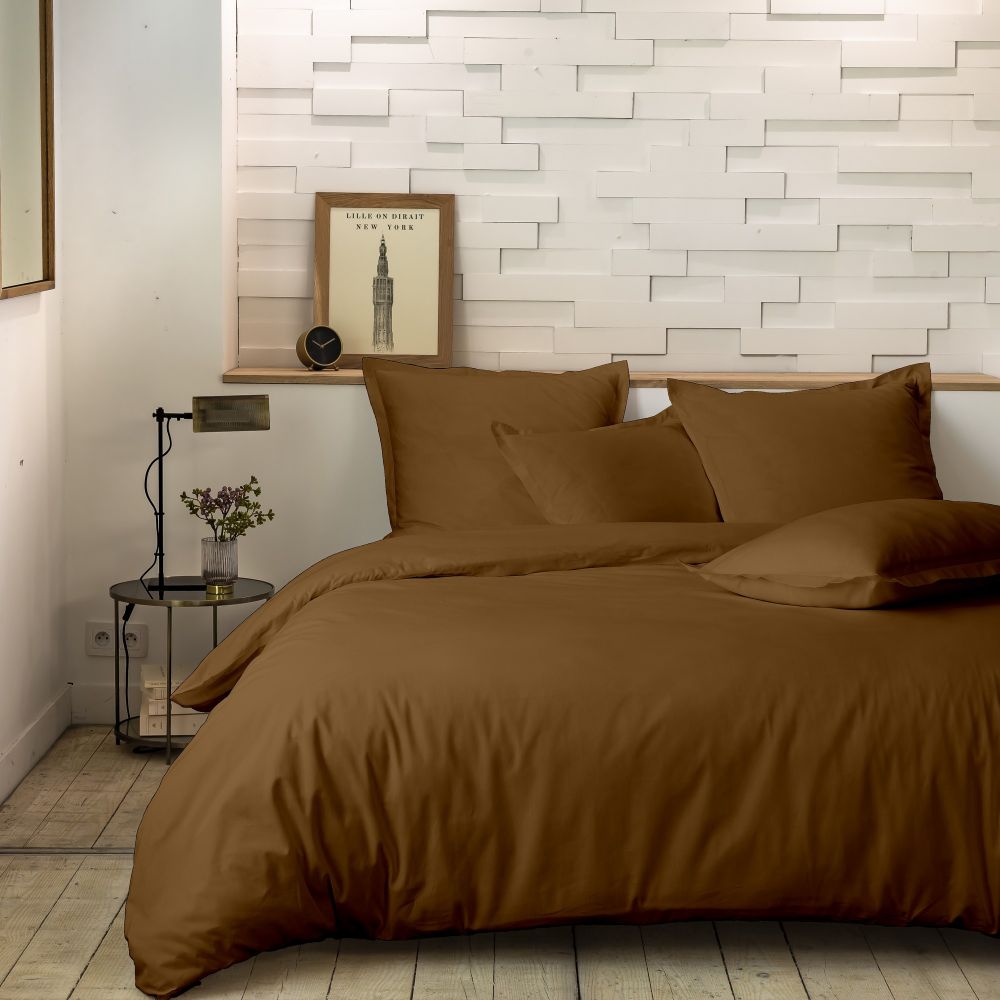 Parure de lit Percale de Coton Ocre 220 x 240 cm — vue 3