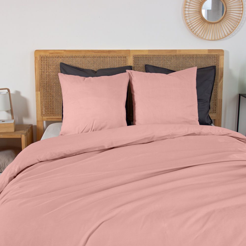 Parure de lit Percale de Coton Rose Thé 220 x 240 cm — vue 2