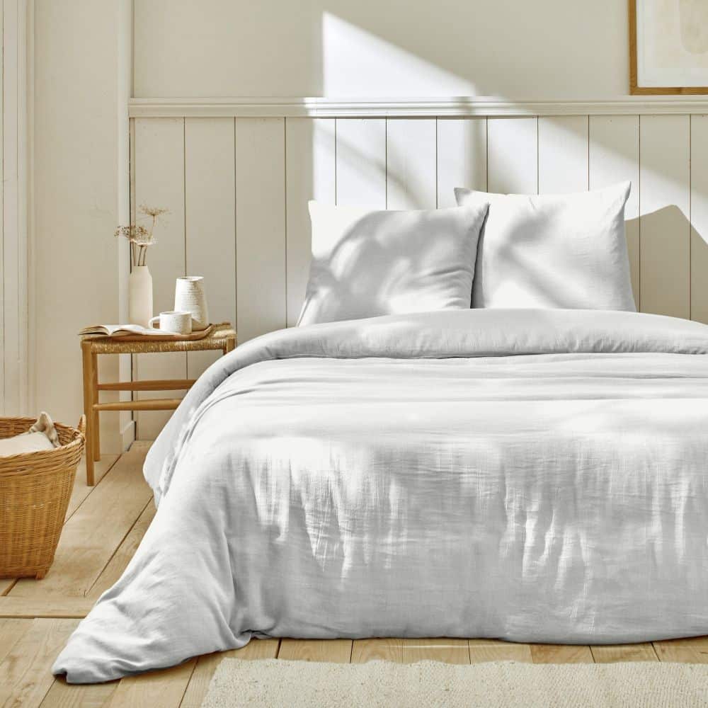 Parure de lit Gaze de Coton Blanc 240 x 260 cm — vue 2