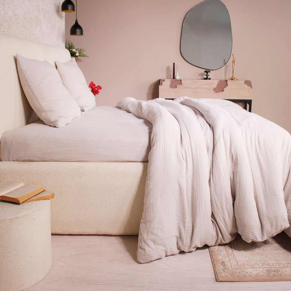 Parure de lit Gaze de Coton Lavé Ecru Naturel 240 x 260 cm — vue 2