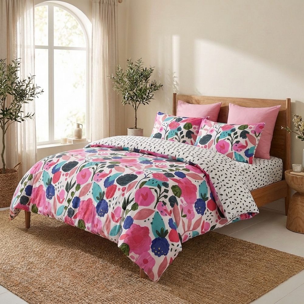 Parure de lit Percale de Coton Floral Collage - KATE MERRITT Blanc 240 x 260 cm — vue 4