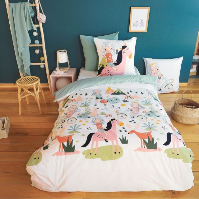 Parure de lit enfant Coton Bci Tess Rando Blanc 140 x 200 cm