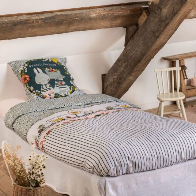 Parure de lit enfant Coton Jardinage Vert 140 x 200 cm