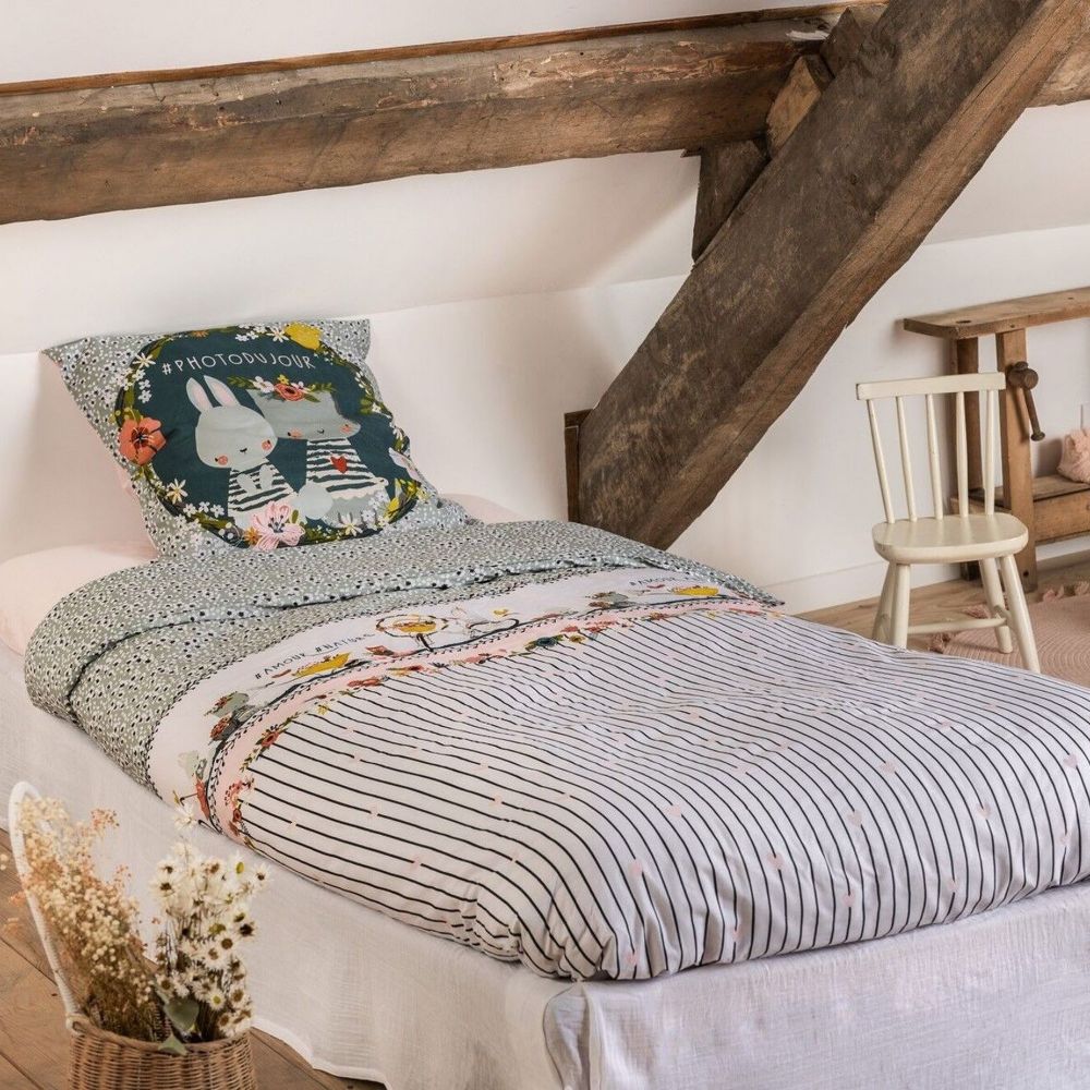 Parure de lit enfant Coton Jardinage Vert 140 x 200 cm