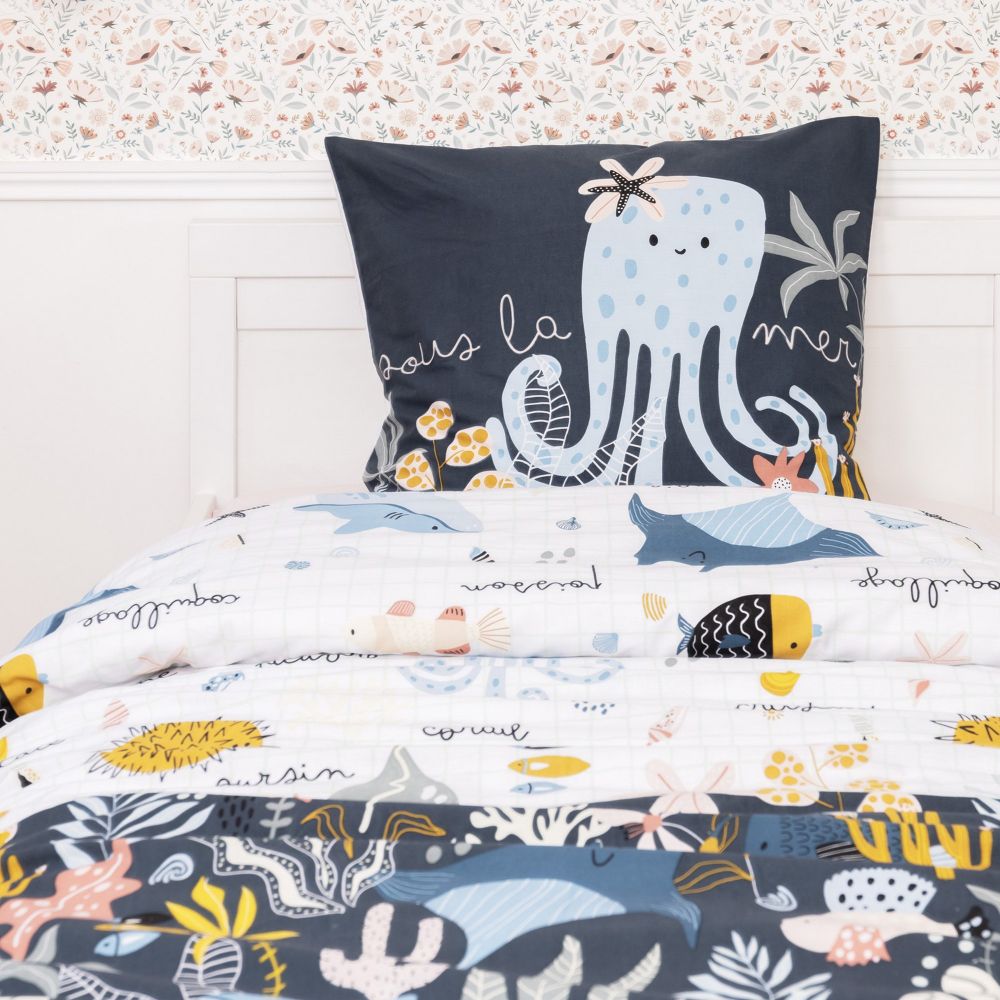 Parure de lit enfant Coton Octopia Bleu 140 x 200 cm
