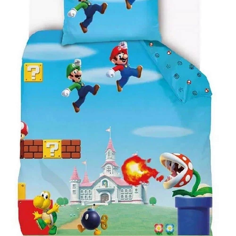 Parure de lit enfant coton Super Mario Bros Bleu 140 x 200 cm — vue 2