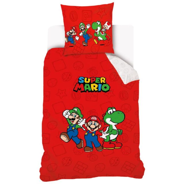 Parure de lit enfant coton Super Mario Bros Rouge 140 x 200 cm