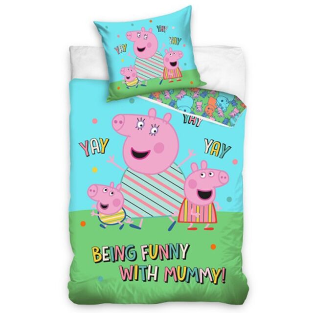 Parure de lit enfant Peppa Pig Yay Yay 100% coton Rose 140 x 200 cm