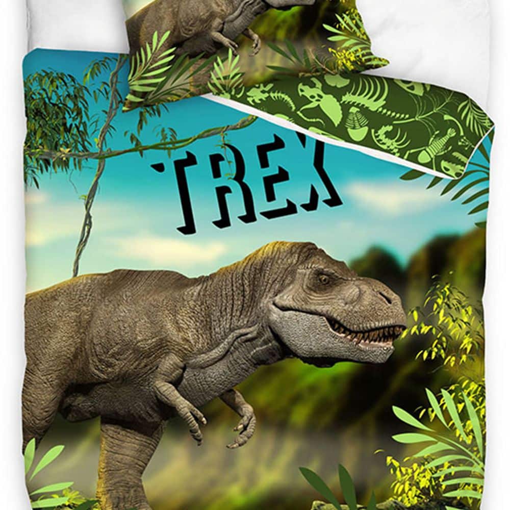 Parure de lit enfant T Rex 100% coton Vert 140 x 200 cm — vue 2