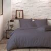 Parure de lit housse de couette avec taies d'oreiller 100% Percale de Coton 80 fils Gris 220 x 240 cm