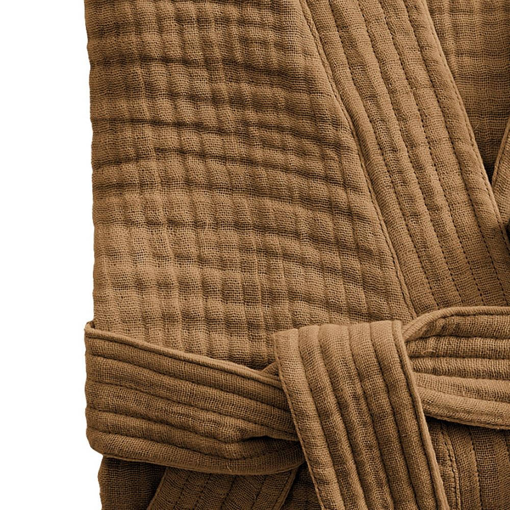 Peignoir de bain S/M Gaze de Coton Camel Marron S/M cm — vue 2