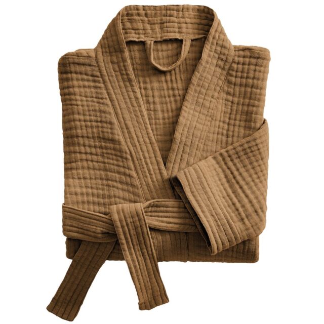 Peignoir de bain S/M Gaze de Coton Camel Marron S/M cm