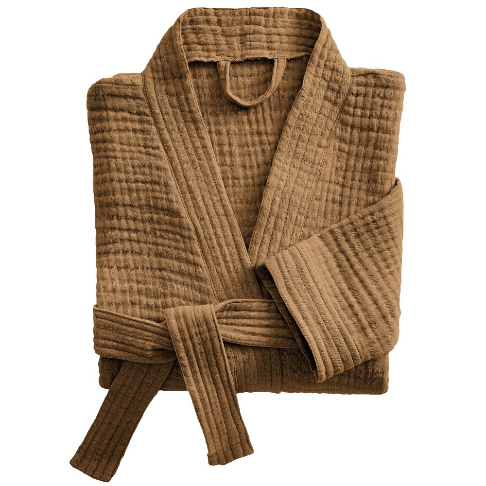 Peignoir de bain S/M Gaze de Coton Camel Marron S/M cm
