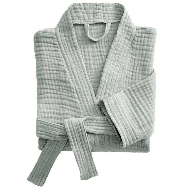 Peignoir de bain S/M Gaze de Coton Eucalyptus Bleu Clair S/M cm