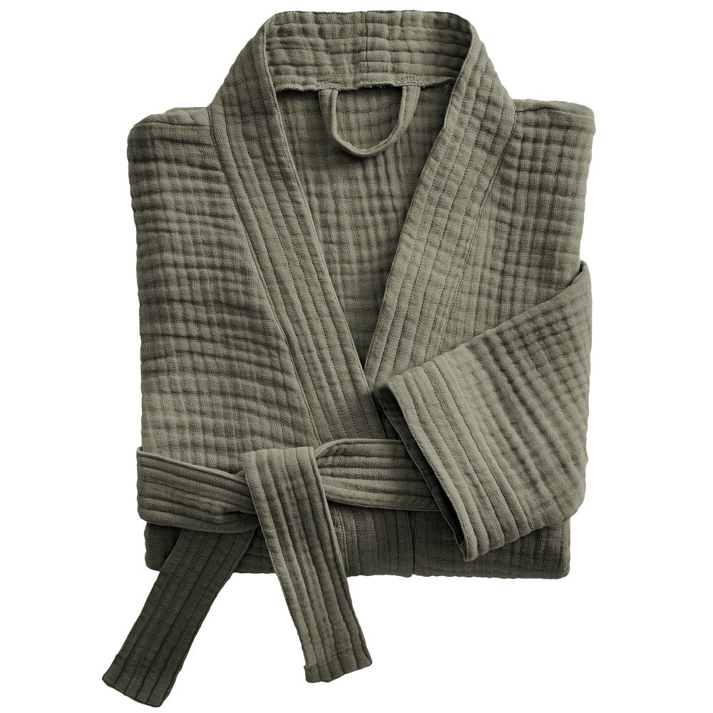 Peignoir de bain S/M Gaze de Coton Romarin Kaki S/M cm