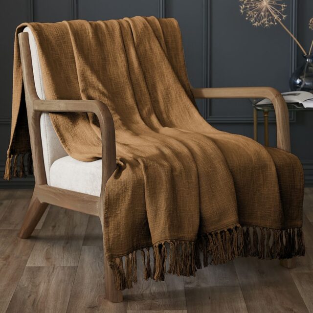 Plaid Coton Camel 130 x 160 cm