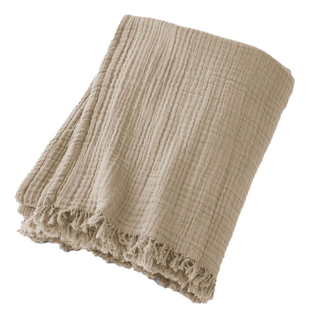 Plaid Gaze de Coton Terra Ficelle 180 x 220 cm