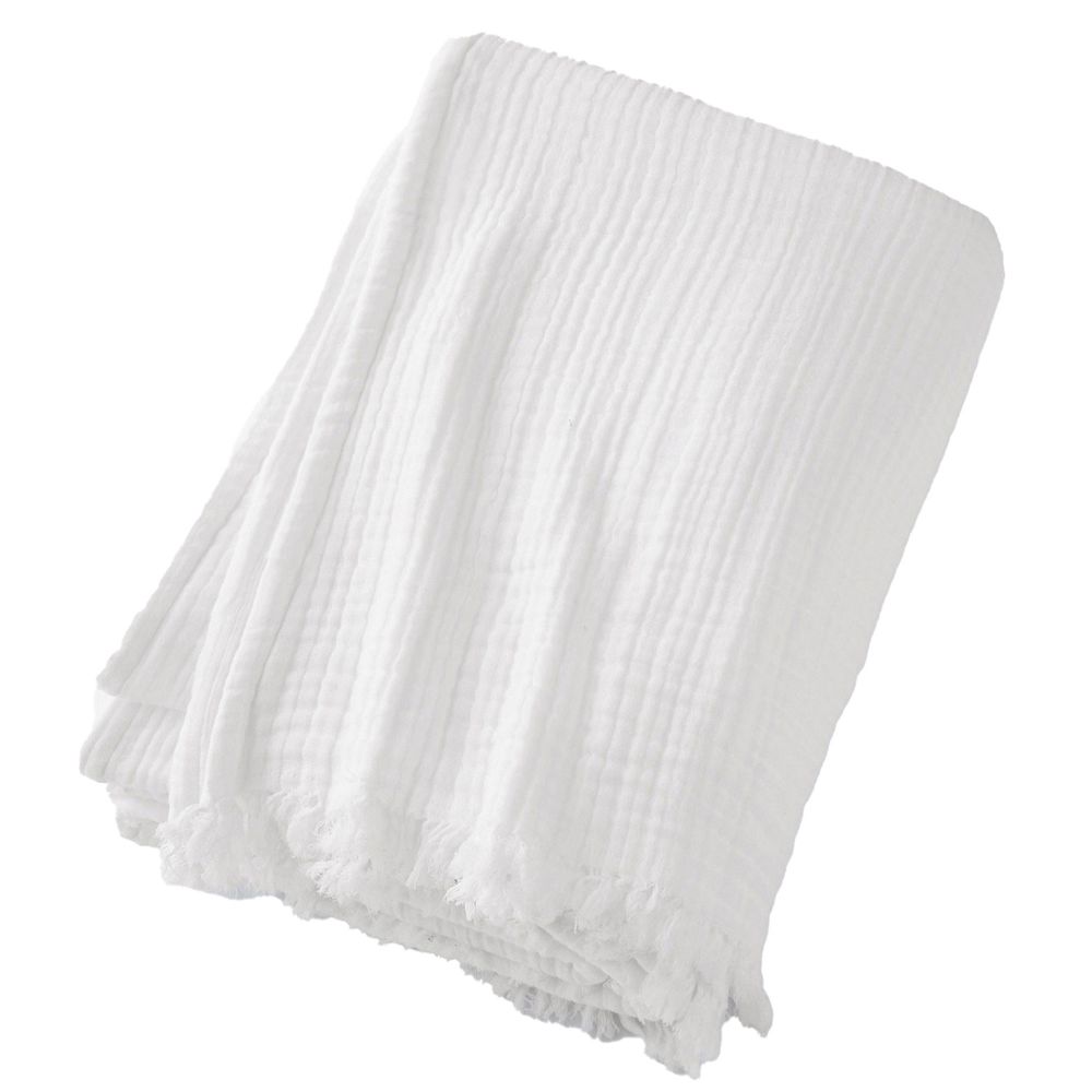Plaid à franges Gaze de coton Chantilly 180 x 220 cm