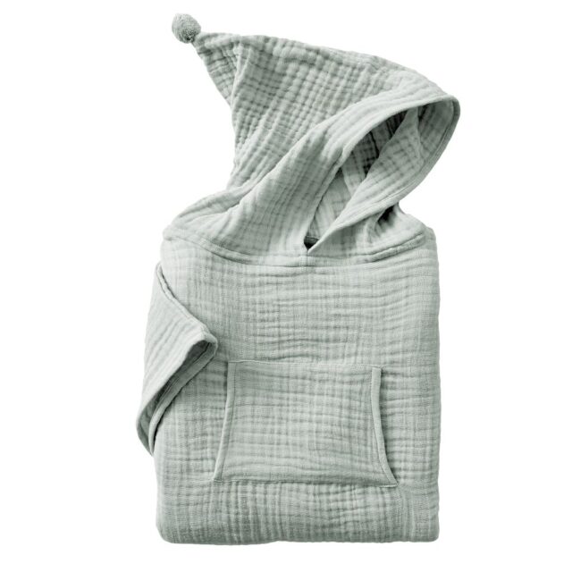 Poncho de bain enfant 2/5 ans Gaze de Coton Eucalyptus Bleu Clair 63 x 65 cm