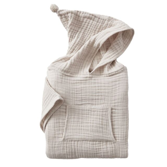 Poncho de bain enfant 2/5 ans Gaze de Coton Naturel 63 x 65 cm