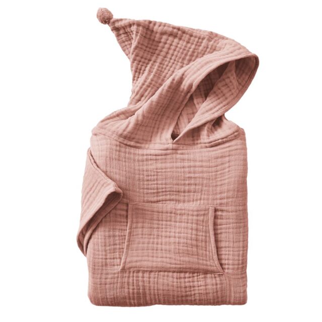 Poncho de bain enfant 2/5 ans Gaze de Coton Rose 63 x 65 cm