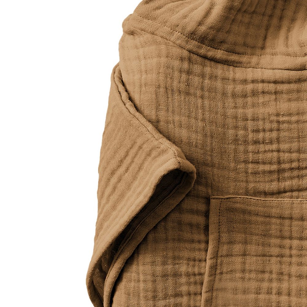 Poncho de bain enfant 6/10 ans Gaze de Coton Camel Marron 76 x 87 cm — vue 2