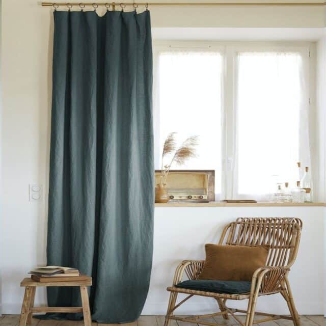 Rideau ajustable Lin lavé Ardoise 140 x 270 cm