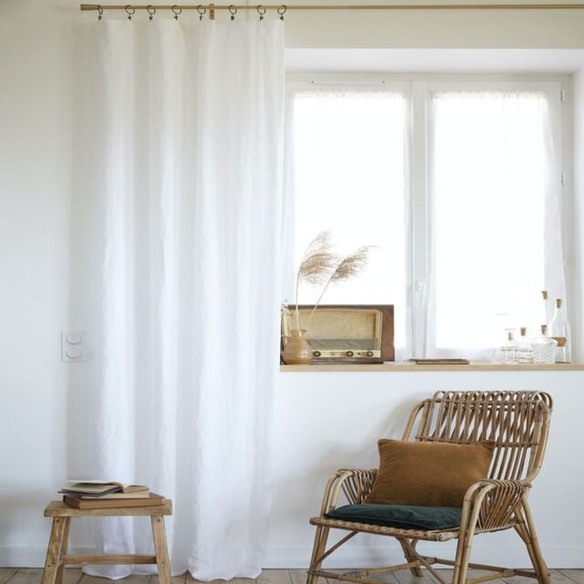 Rideau ajustable Lin lavé Craie 140 x 270 cm