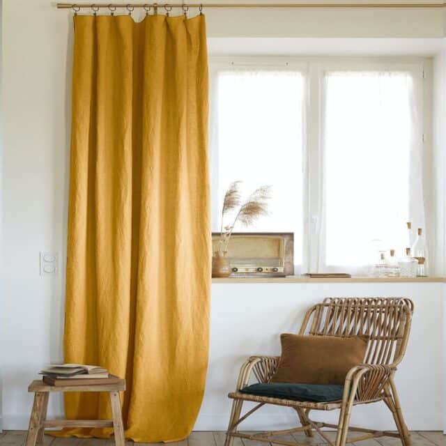 Rideau ajustable Lin lavé Miel 140 x 270 cm