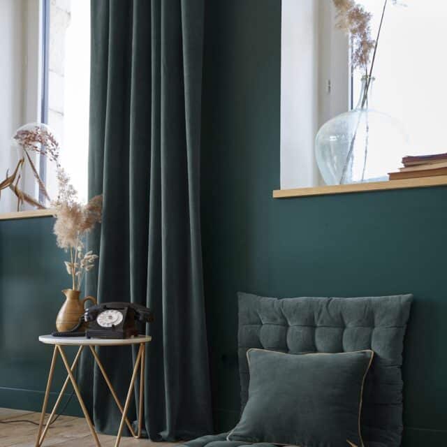 Rideau ajustable velours de coton Ardoise 140 x 270 cm
