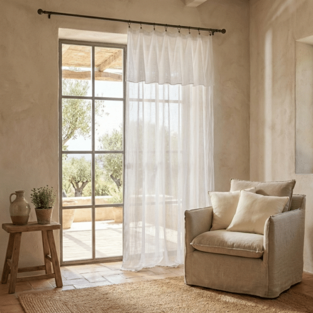 Rideau ajustable Gaze de coton Chantilly 140 x 300 cm