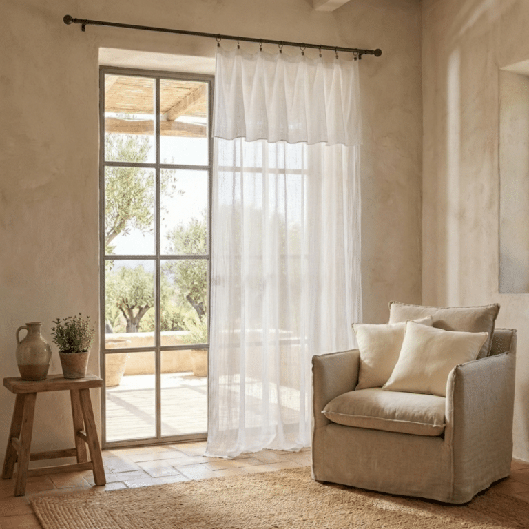 Rideau ajustable Gaze de coton Chantilly 140 x 300 cm