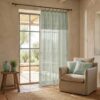 Rideau ajustable Gaze de Coton Eucalyptus Bleu Clair 140 x 300 cm