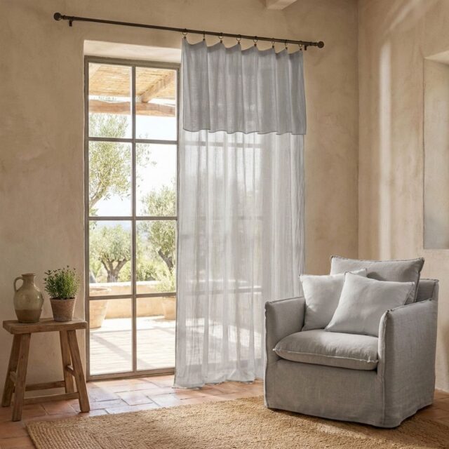 Rideau ajustable Gaze de coton Nuage 140 x 300 cm