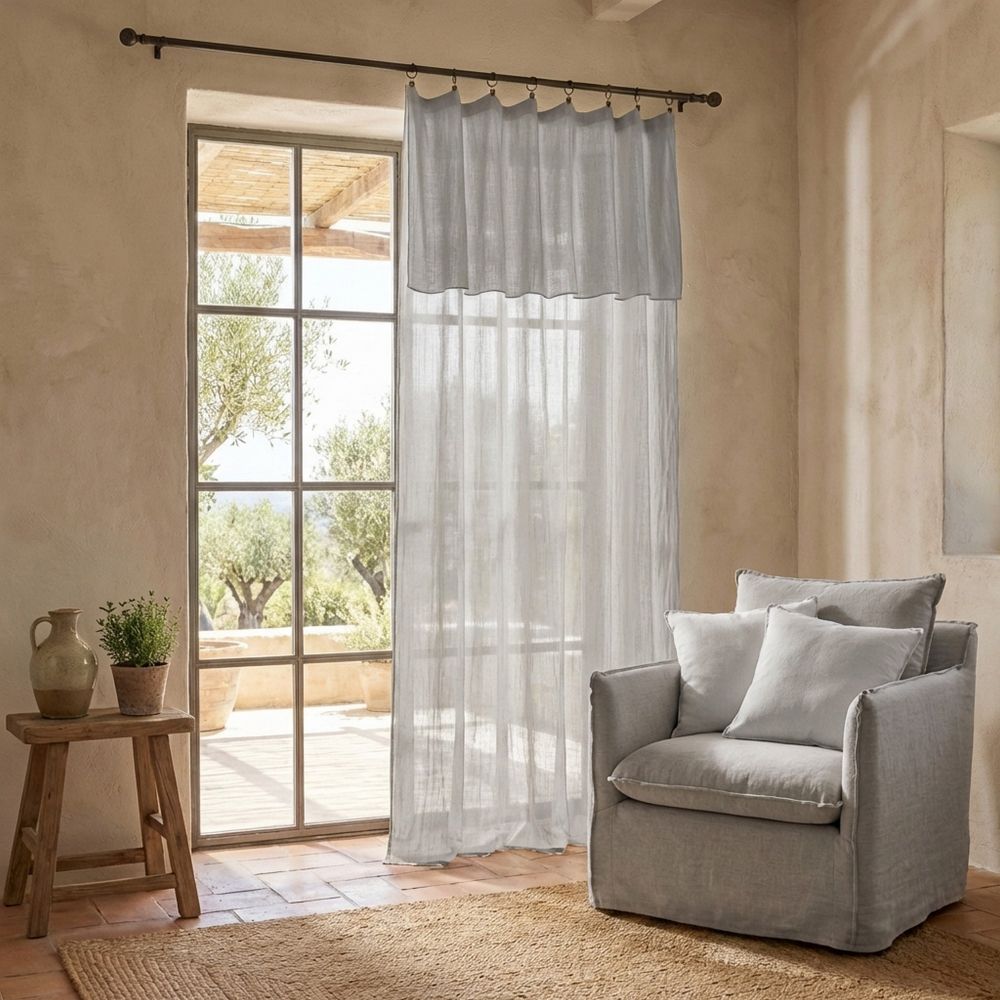 Rideau ajustable Gaze de coton Nuage 140 x 300 cm
