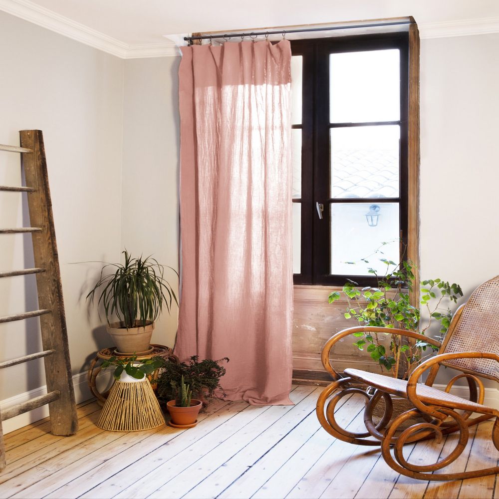 Rideau ajustable Gaze de coton Rose Rose pêche 140 x 300 cm — vue 2