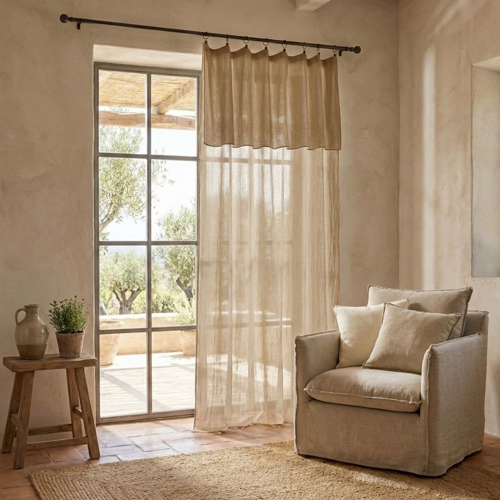 Rideau ajustable Gaze de Coton Terra Ficelle 140 x 300 cm