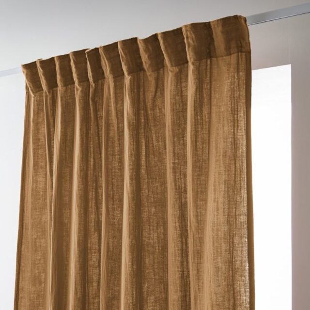 Rideau galon fronceur Gaze de Coton Camel 140 x 240 cm