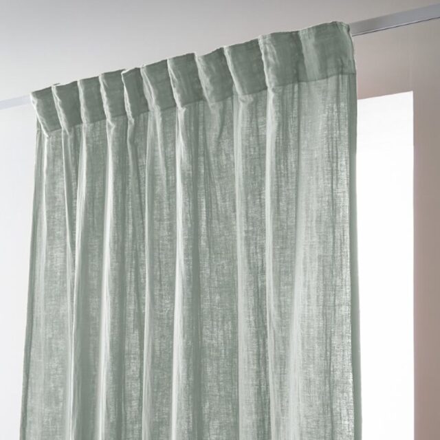 Rideau galon fronceur Gaze de Coton Eucalyptus 140 x 240 cm