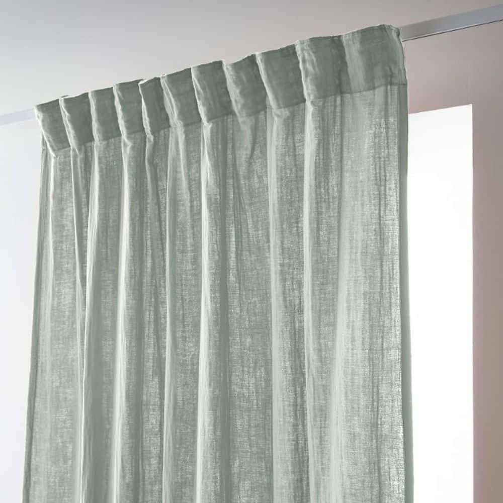 Rideau galon fronceur Gaze de Coton Eucalyptus 140 x 240 cm