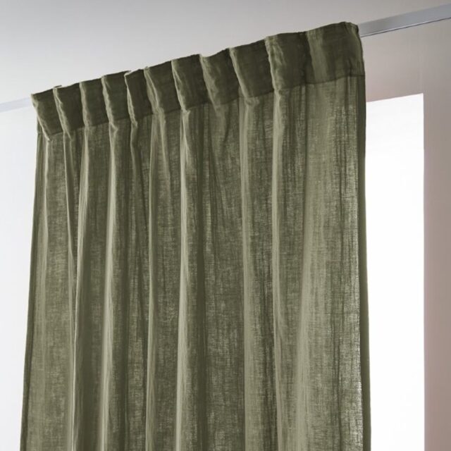 Rideau galon fronceur Gaze de Coton Romarin 140 x 240 cm