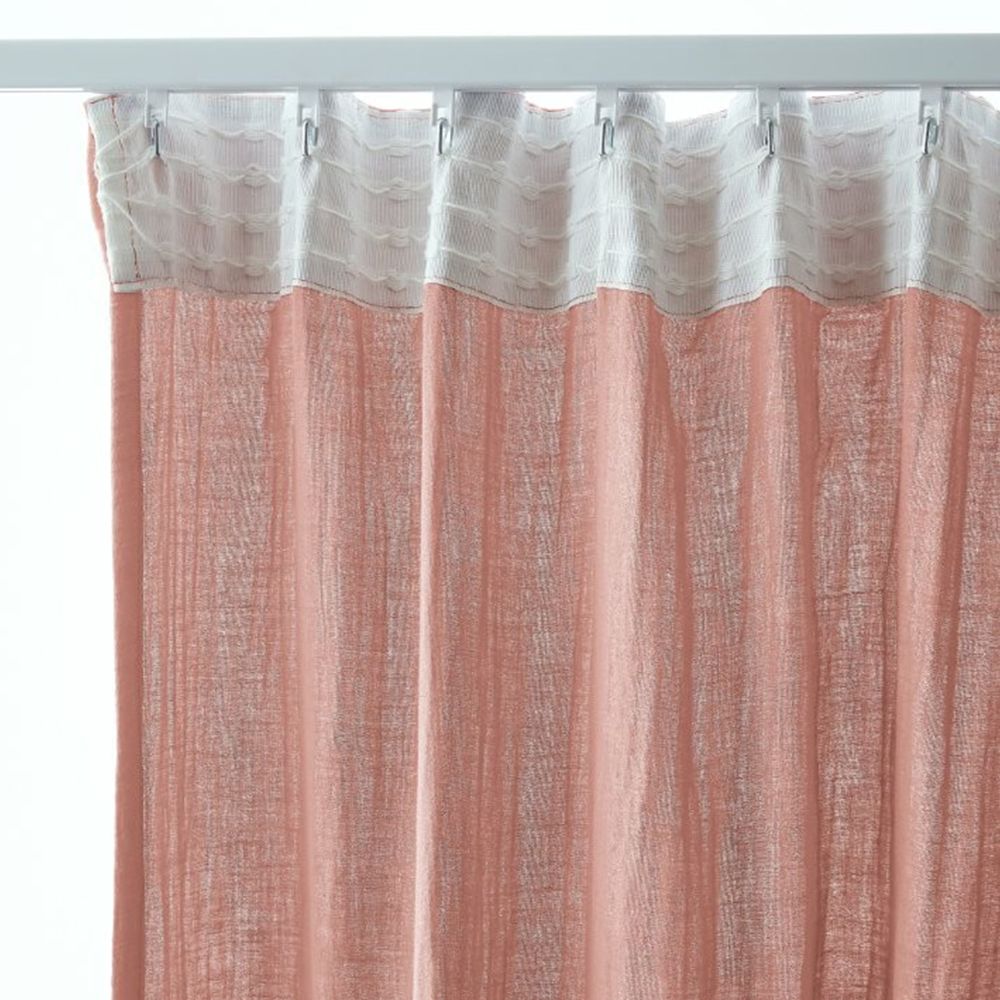 Rideau galon fronceur Gaze de Coton Rose Rose pêche 140 x 240 cm — vue 2