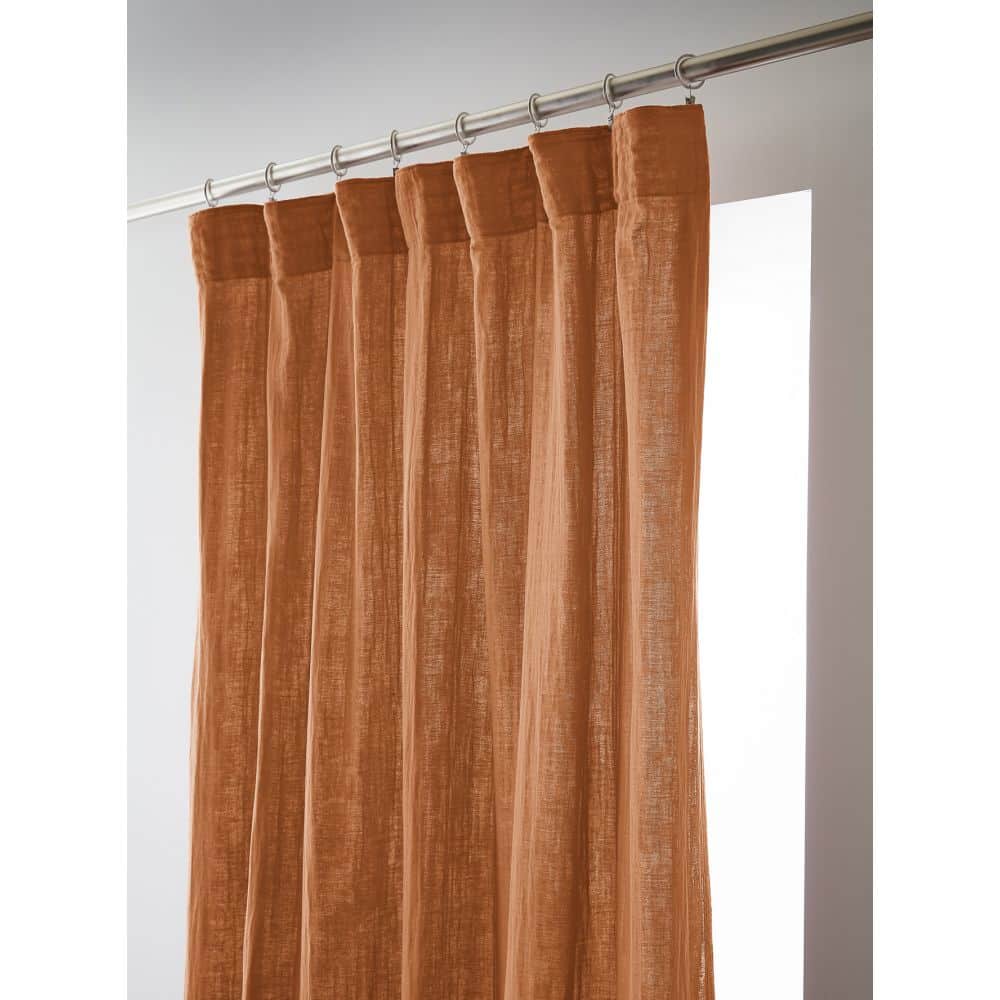 Rideau galon fronceur Gaze de Coton Terra Abricot 140 x 240 cm
