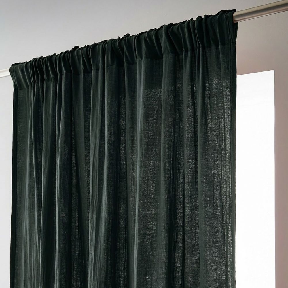 Rideau galon fronceur Gaze de Coton Terra Sapin 140 x 240 cm