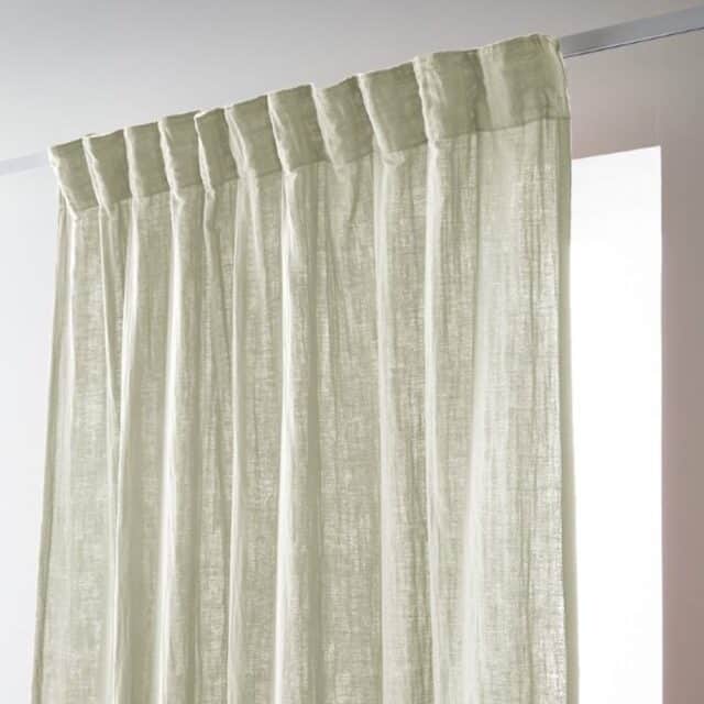 Rideau galon fronceur Gaze de Coton Vert D'eau 140 x 240 cm