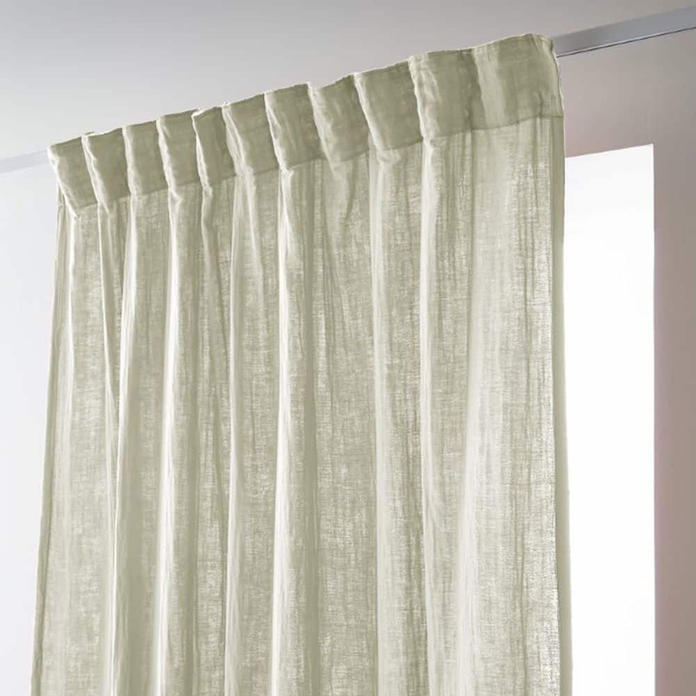 Rideau galon fronceur Gaze de Coton Vert D'eau 140 x 240 cm