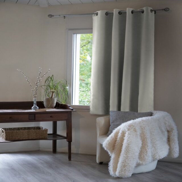 Rideau Occultant Polyester Gris Clair 140 x 180 cm